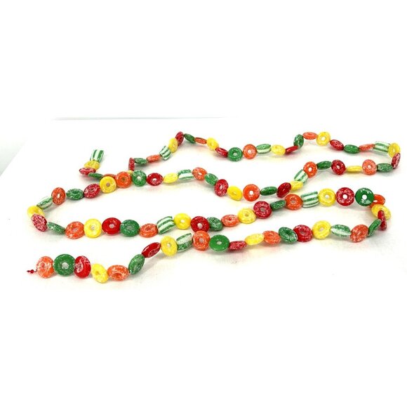 Blow Mold Candy Garland Wrapped Striped Candy Christmas Tree 8.5 Ft Plastic Vtg - Picture 1 of 7